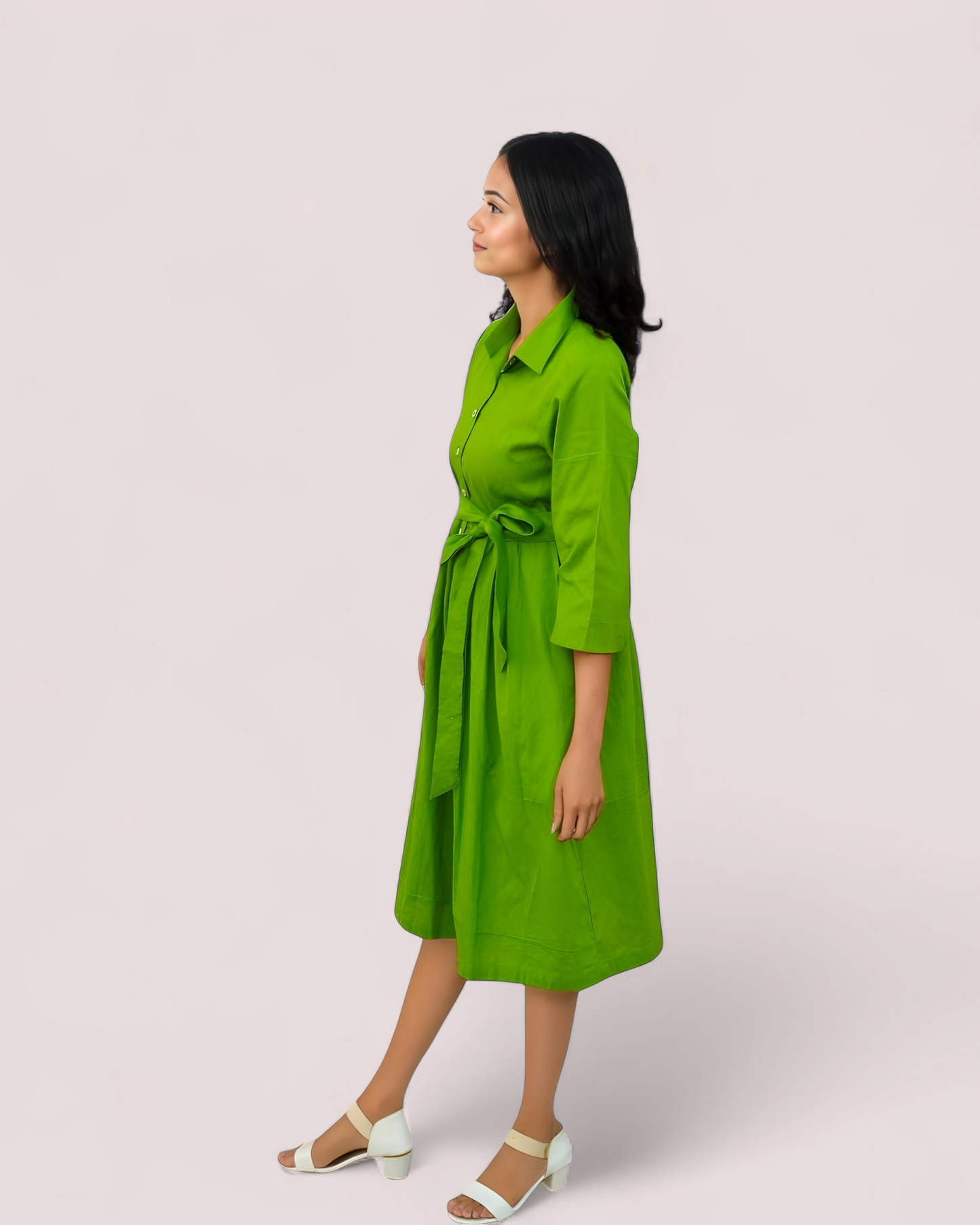 Olive Midi Shirt Dress