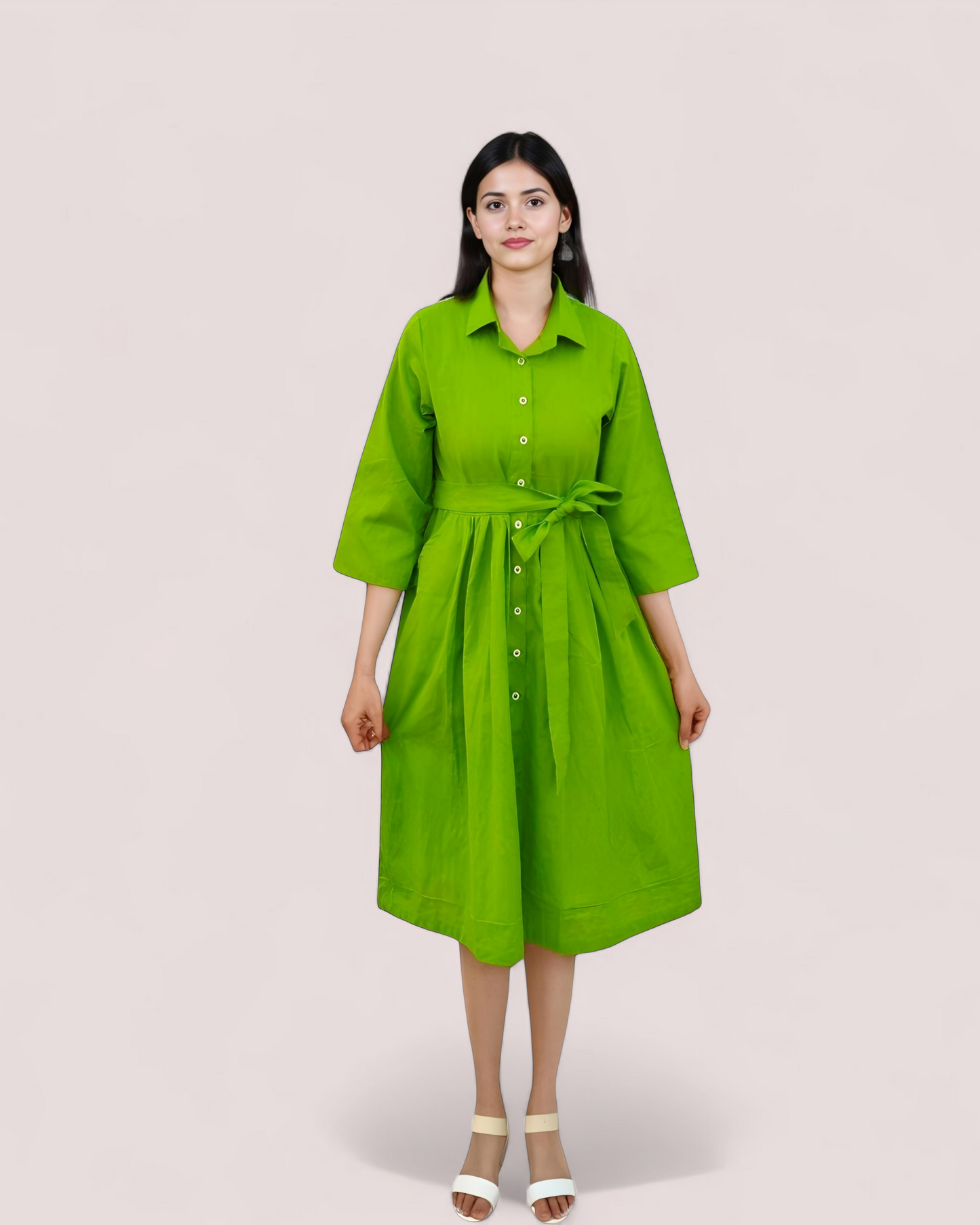 Olive Midi Shirt Dress
