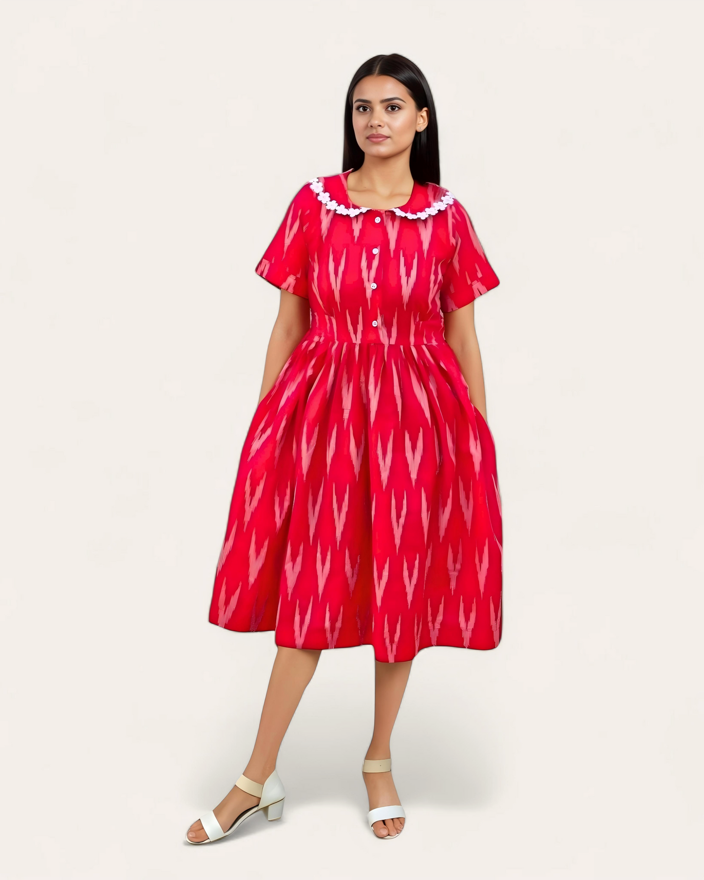 Cherry Ikat Midi Dress