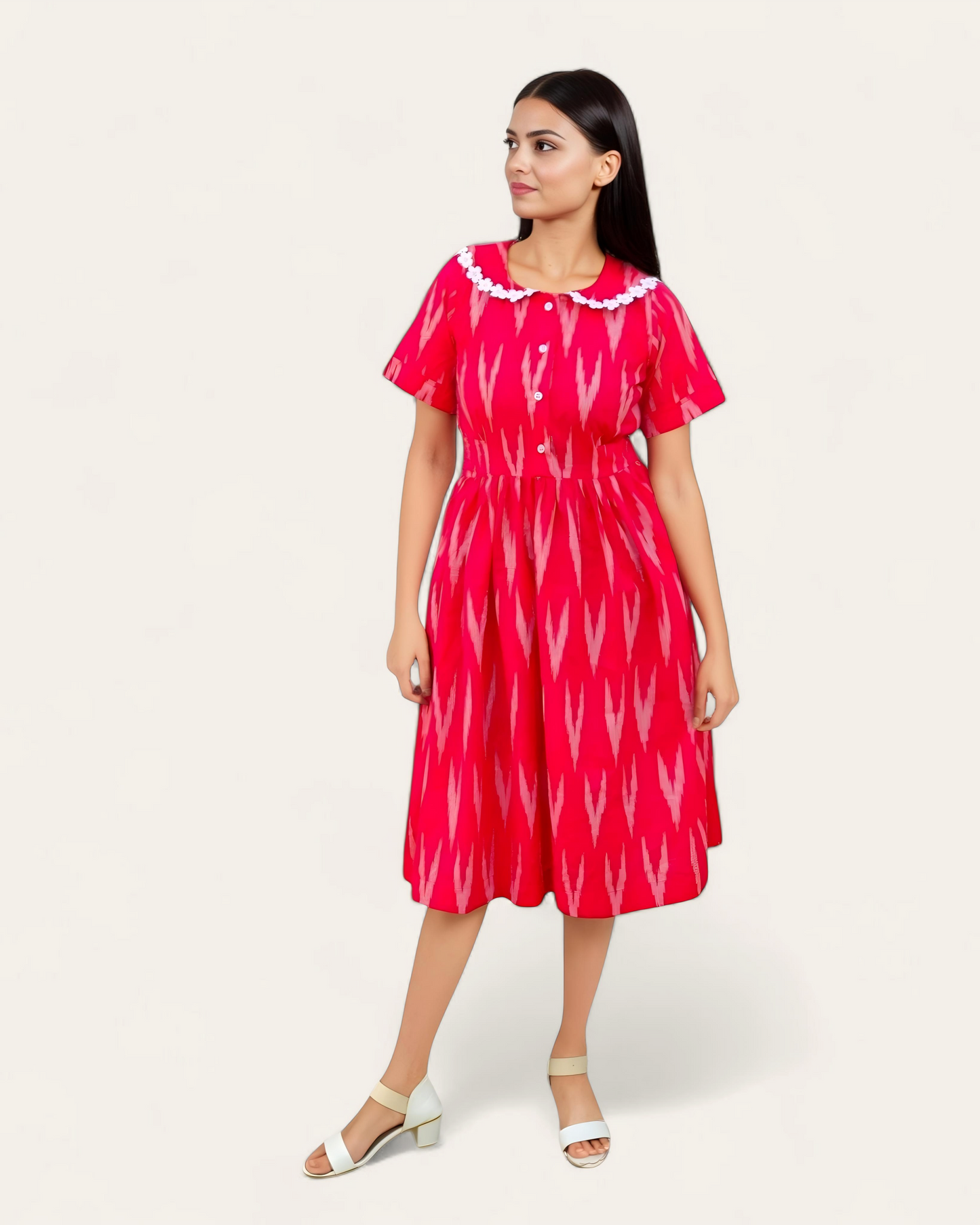 Cherry Ikat Midi Dress