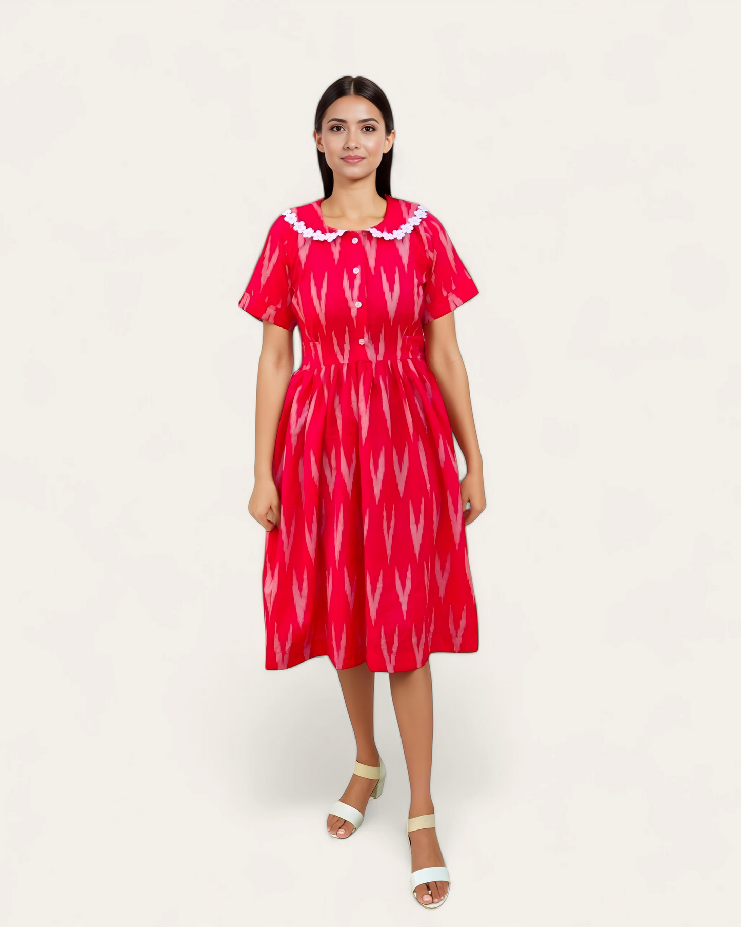 Cherry Ikat Midi Dress