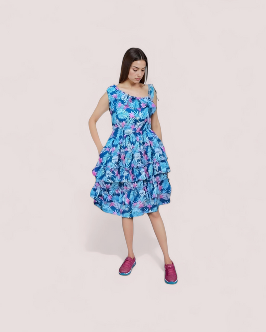 Pine One Shoulder Mini Dress
