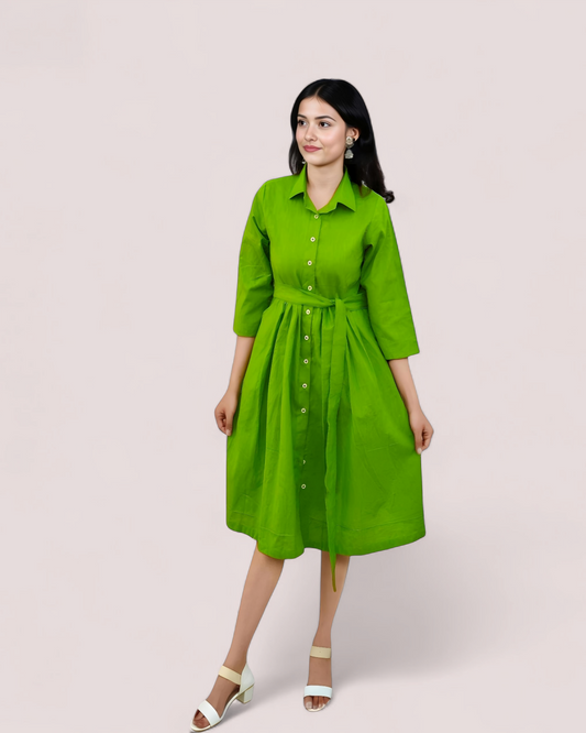 Olive Midi Shirt Dress