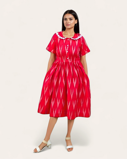 Cherry Ikat Midi Dress
