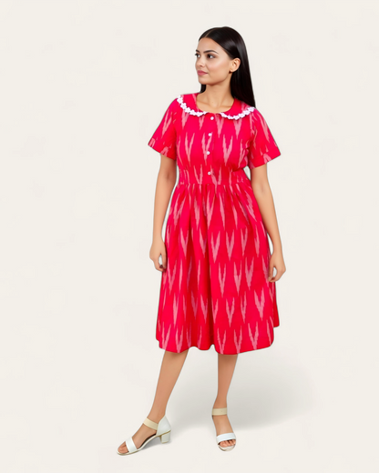 Cherry Ikat Midi Dress
