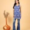 Blue Floral Halter Neck Kurti