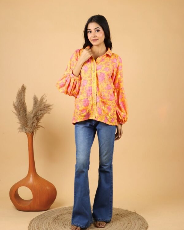 yellow full sleeves shirt for women
