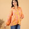 embroidered soft cotton yellow shirt for women