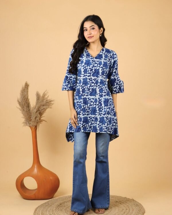26 Indigo Handblock Cotton Kurti