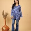 full sleeve blue bell sleeves cotton kurti for women