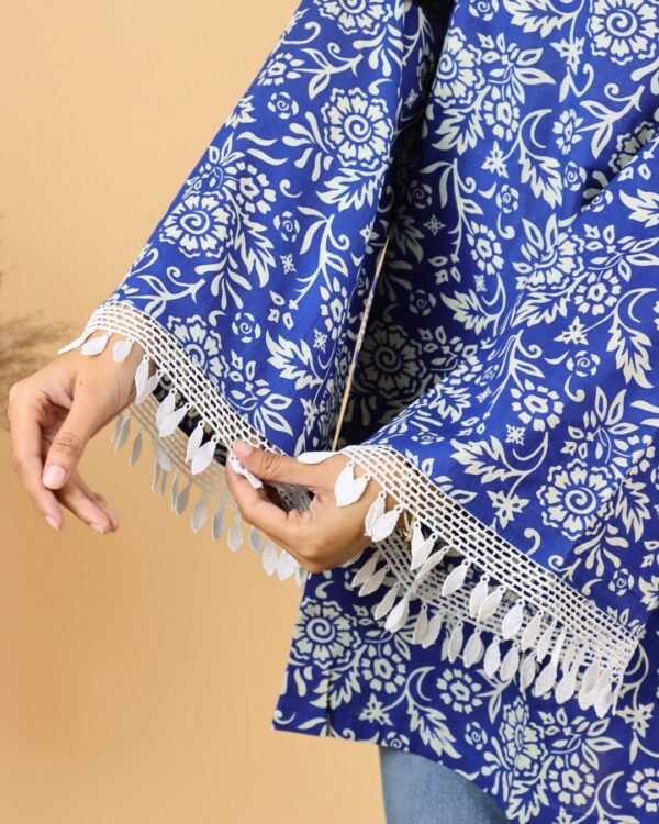 33 Royal Blue Full Sleeves Cotton Kurti