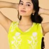 Lime Green Wide Strap Kurti Top