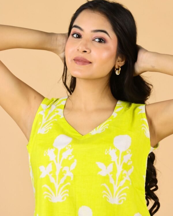 Lime Green Wide Strap Kurti Top