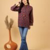ajrakh handblock cotton shirt for women - red