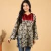 black cotton full sleeves kurti for women