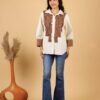 Mocha Ruffle Sleeved Khadi Shirt