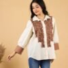 khadi full sleeves statement beige shirt for women