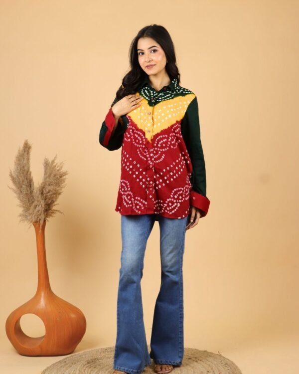 Multicolor Bandhani Cotton Shirt