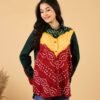multicolor bandhani cotton shirt for women