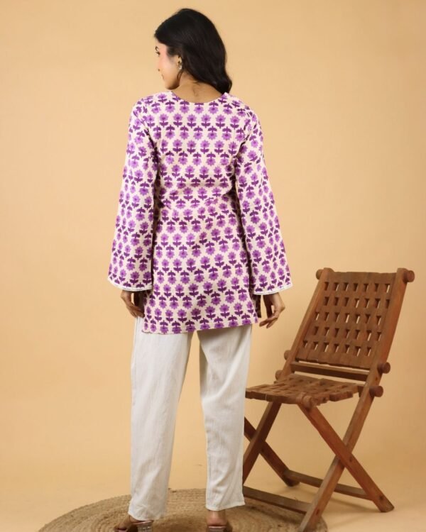 Lavender Buti Full Sleeves Cotton Kurti