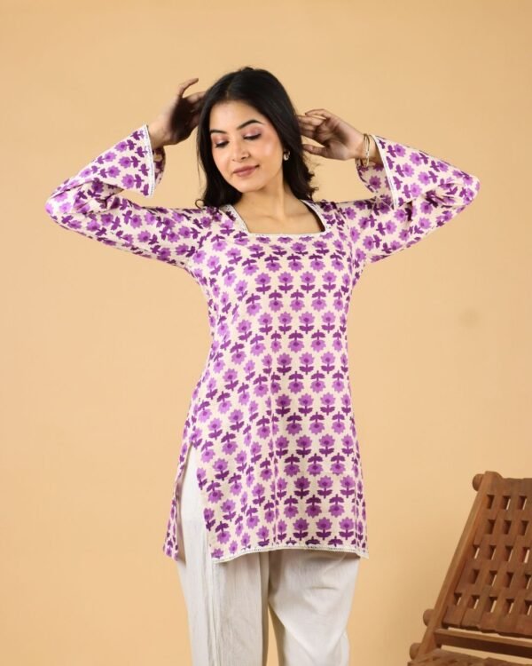 white full sleeves cotton kurti