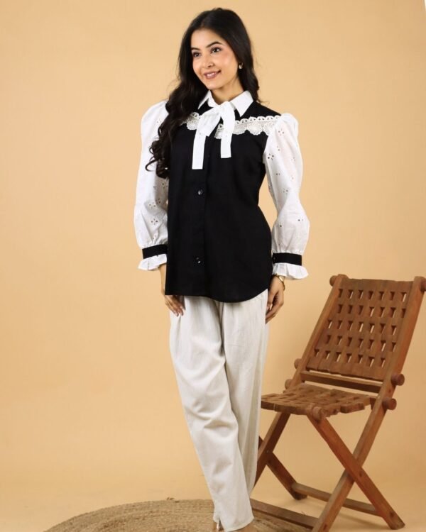 Midnight Bow Sleeved Shirt