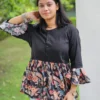 peplum black cotton top for women