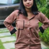 brown cotton shirt women