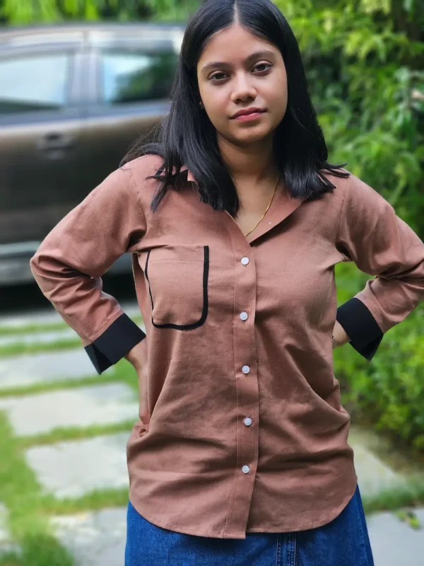 brown cotton shirt women
