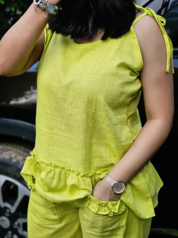 Lime Green Cotton Slub Co-Ord Set