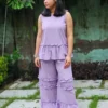 lavender cotton slub coord set for women