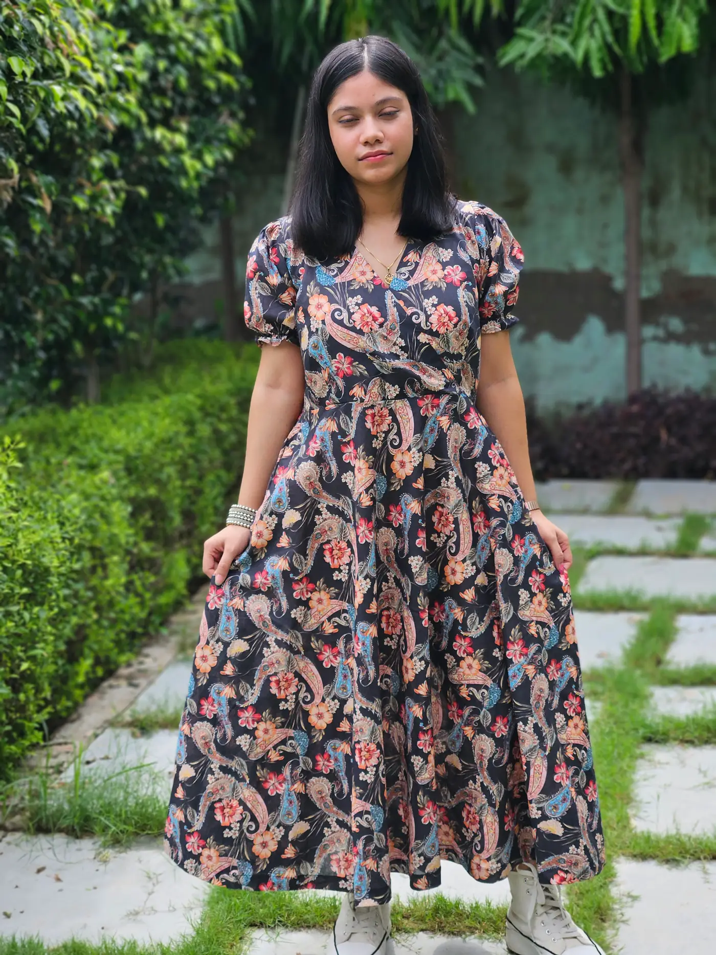 Midnight Bloom Cotton Dress