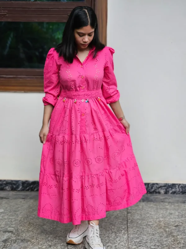 rani pink hakoba midi dress for women