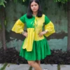 cotton colorblock mini dress