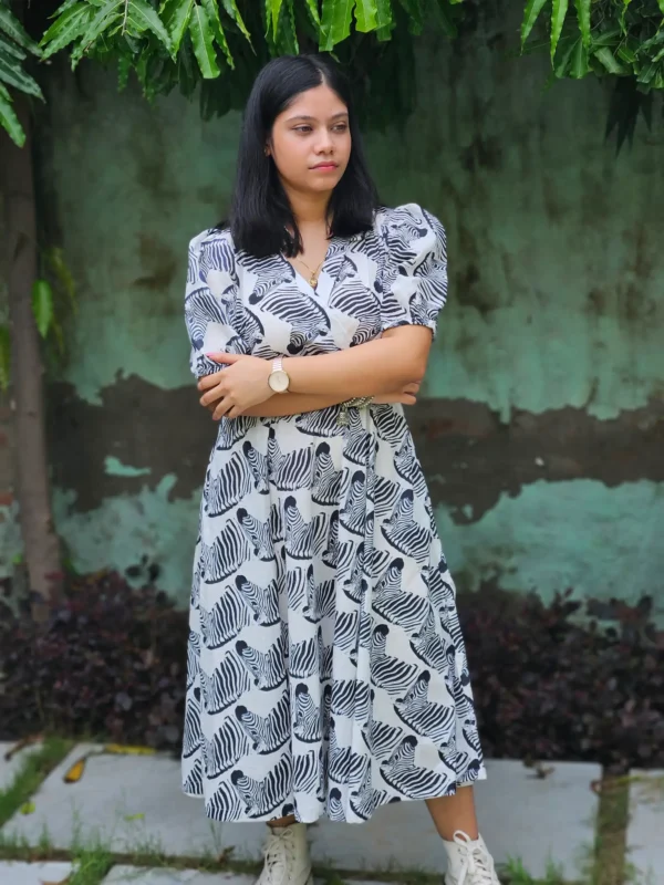 Wild Stripes Cotton Midi Dress