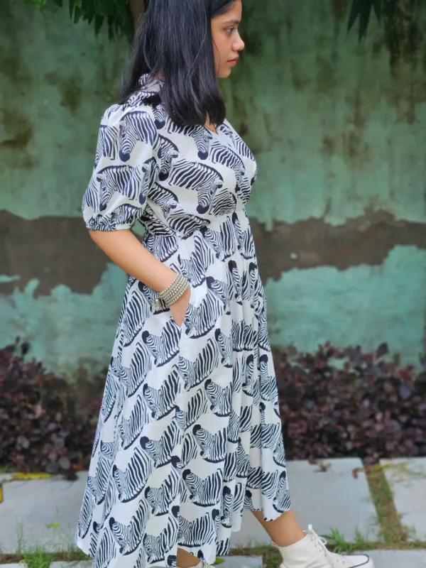 Wild Stripes Cotton Midi Dress