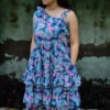 one shoulder mini dress teal
