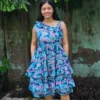 one shoulder mini dress teal