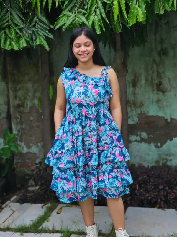 one shoulder mini dress teal