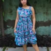 one shoulder mini dress teal