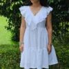 white dobby cotton mini dress