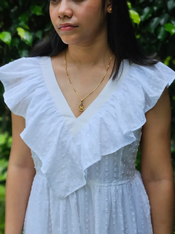 white dobby cotton mini dress