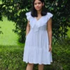 white dobby cotton mini dress