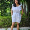 white hakoba cotton jumpsuit for women