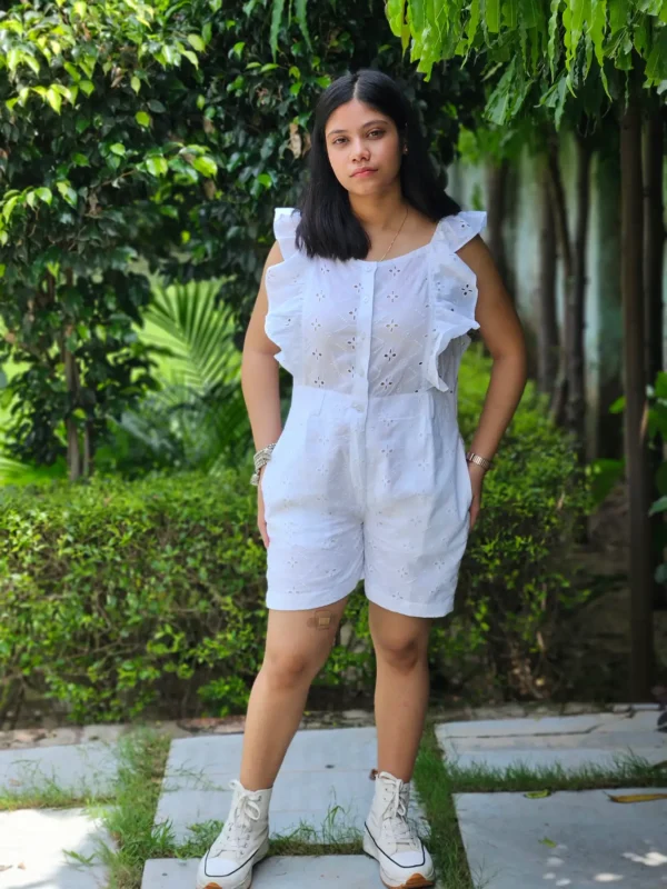 white hakoba cotton jumpsuit for women