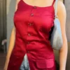 red glazed cotton sleeveless top