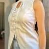 IMG_5126.JPG Pearl White Tie-Up Top