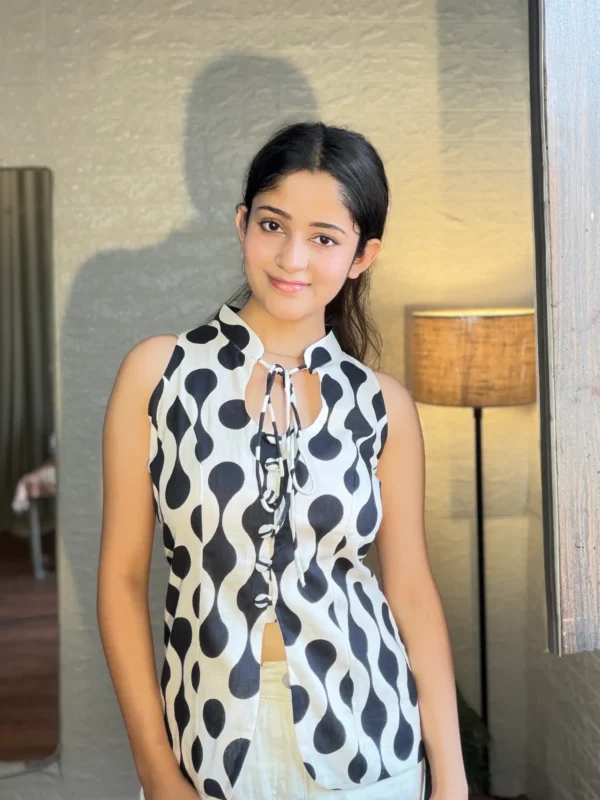 polka cotton corset top