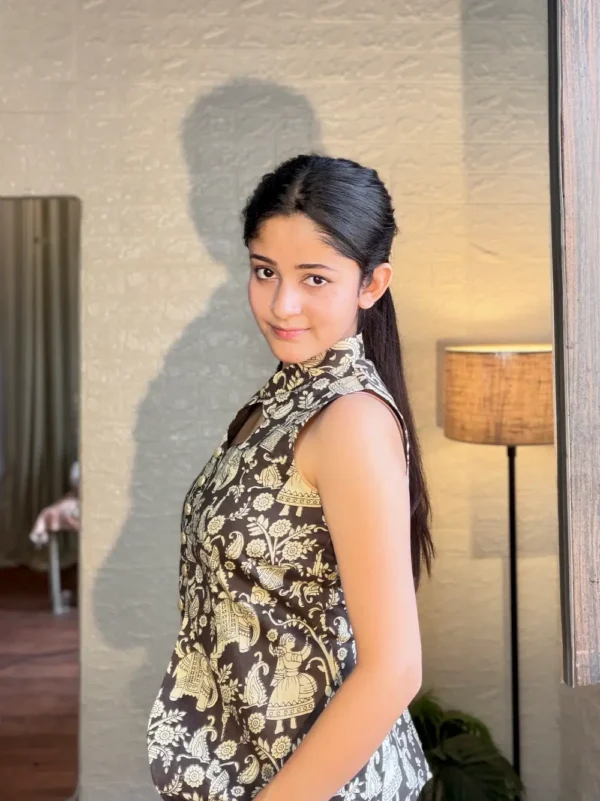 kalamkari cotton sleeveless top for women