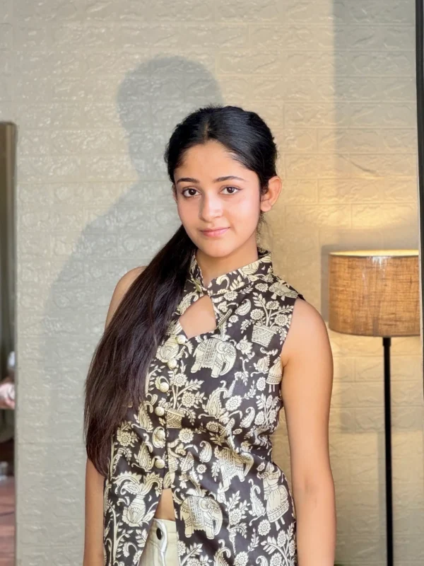 kalamkari cotton sleeveless top for women